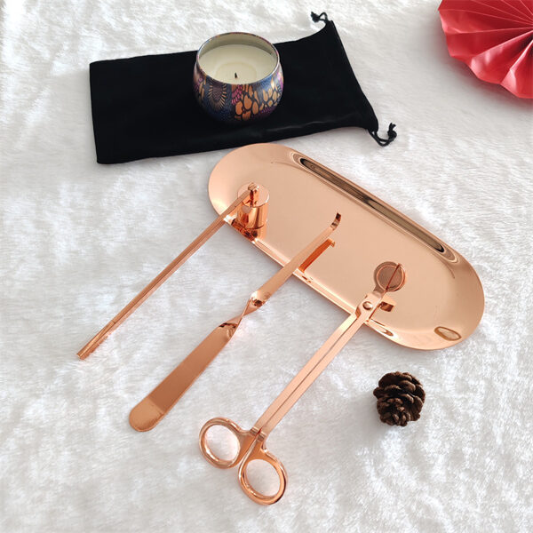 Elegant candle care set, 4in1, rose gold